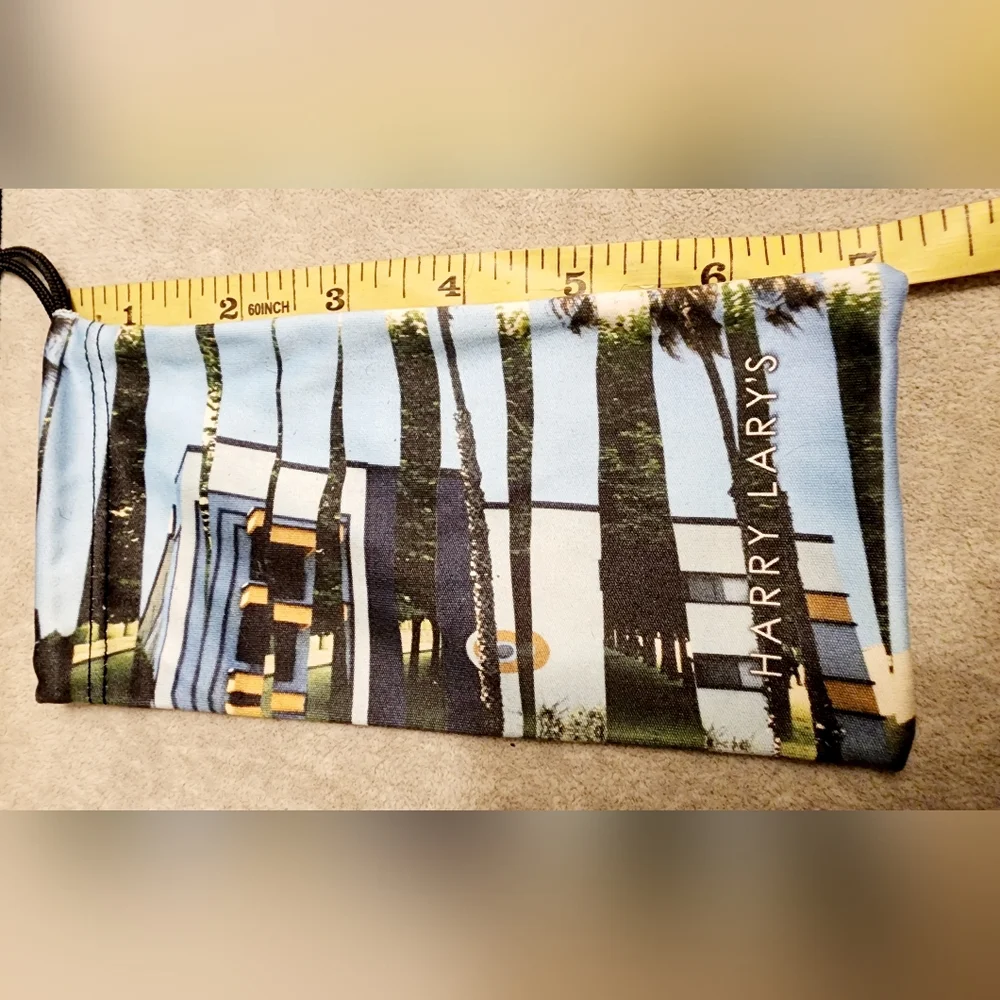 Harry Lary's Lofi digital palm tree city print sunglass pouch, vacation, summer